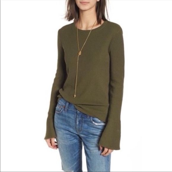 Madewell Tops - 𝅺MADEWELL Ruffle Cuff Ribbed Top Long Sleeve Small